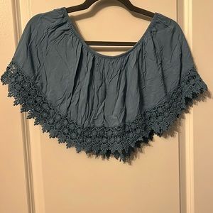 Blue crop top with Fringe